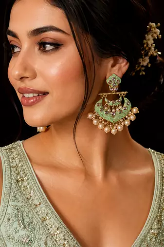 Grand royal pearl chandbali dangler earrings