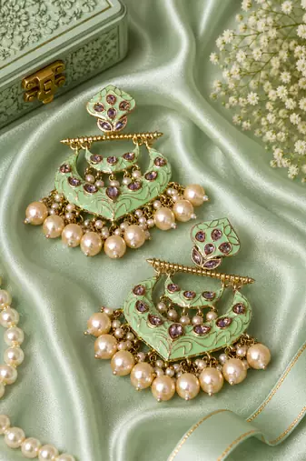 Grand royal pearl chandbali dangler earrings