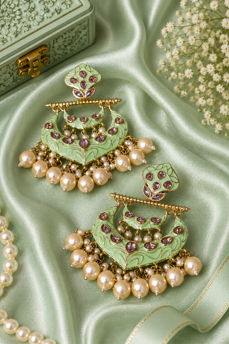Grand royal pearl chandbali dangler earrings