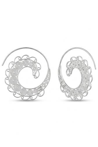 925 sterling silver Filigree Spiral Hoop Earrings