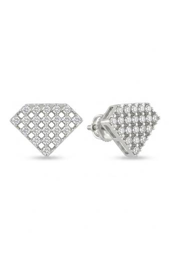 925 sterling silver Diamond Lattice Fan Stud Earrings