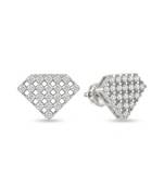 925 sterling silver Diamond Lattice Fan Stud Earrings
