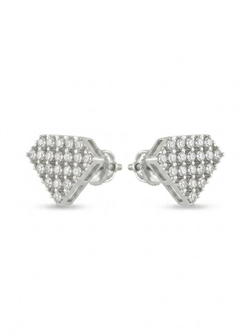 925 sterling silver Diamond Lattice Fan Stud Earrings