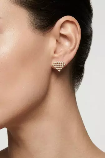 925 sterling silver Diamond Lattice Fan Stud Earrings