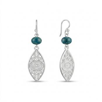 925 sterling silver Turquoise & Filigree Drop Earrings 1