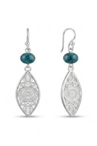 925 sterling silver Turquoise & Filigree Drop Earrings