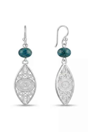 925 sterling silver Turquoise & Filigree Drop Earrings