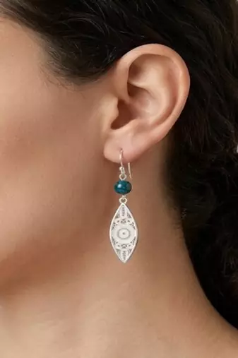925 sterling silver Turquoise & Filigree Drop Earrings