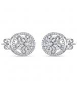 925 sterling silver Floral Diamond Halo Stud Earrings
