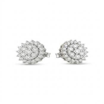 925 sterling silver Round Diamond Cluster Halo Stud Earrings 1