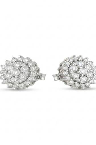 925 sterling silver Round Diamond Cluster Halo Stud Earrings