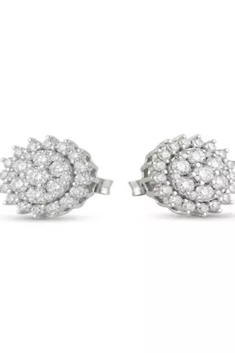 925 sterling silver Round Diamond Cluster Halo Stud Earrings