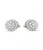 925 sterling silver Round Diamond Cluster Halo Stud Earrings
