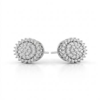 925 sterling silver Round Diamond Cluster Stud Earrings with Double Halo 1