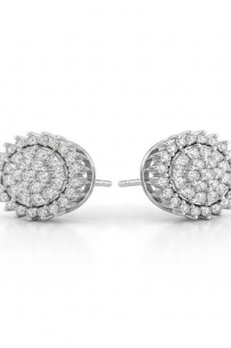 925 sterling silver Round Diamond Cluster Stud Earrings with Double Halo