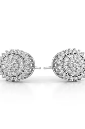 925 sterling silver Round Diamond Cluster Stud Earrings with Double Halo