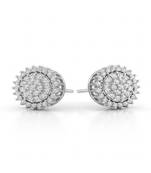 925 sterling silver Round Diamond Cluster Stud Earrings with Double Halo