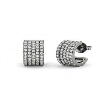 925 sterling silver Pavé Diamond Huggie Hoop Earrings 1