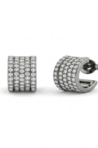 925 sterling silver Pavé Diamond Huggie Hoop Earrings