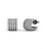 925 sterling silver Pavé Diamond Huggie Hoop Earrings