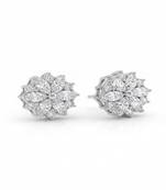 925 sterling silver Marquise Diamond Floral Stud Earrings