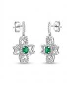 925 sterling silver Emerald & Diamond Floral Drop Earrings