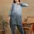 Women's lucknowi chikankari hand embroidered floral motifs modal kurta with dhoti pants