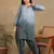 Women's lucknowi chikankari hand embroidered floral motifs modal kurta with dhoti pants