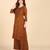 Women brown ethnic motifs embroidered chikankari liva rayon kurta palazzo set
