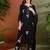 Women black rayon floral embroidered chikankari kurta with side pockets palazzo & dupatta
