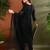 Women black rayon floral embroidered chikankari kurta with side pockets palazzo & dupatta