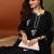 Women black rayon floral embroidered chikankari kurta with side pockets palazzo & dupatta