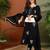 Women black rayon floral embroidered chikankari kurta with side pockets palazzo & dupatta