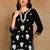 Women lucknowi chikankari hand embroidered black liva rayon floral embroidered short straight kurti