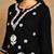 Women lucknowi chikankari hand embroidered black liva rayon floral embroidered short straight kurti