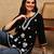 Women lucknowi chikankari hand embroidered black liva rayon floral embroidered short straight kurti