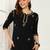 Women lucknowi chikankari floral motifs embroidered liva rayon black kurti