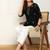 Women lucknowi chikankari floral motifs embroidered liva rayon black kurti
