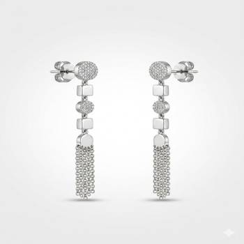 925 sterling silver Geometric Chain Dangle Statement Earrings 1