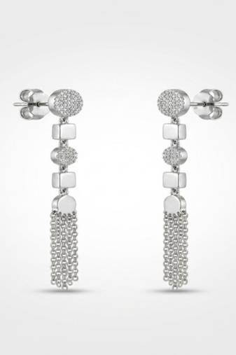 925 sterling silver Geometric Chain Dangle Statement Earrings