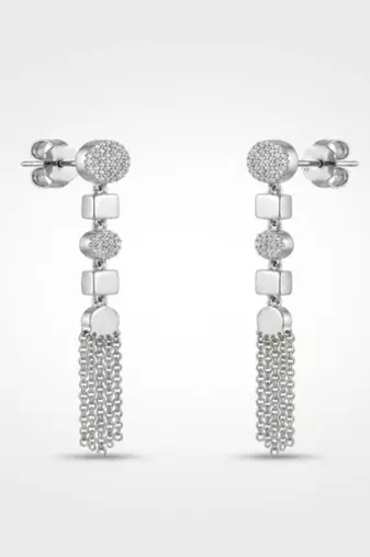 925 sterling silver Geometric Chain Dangle Statement Earrings