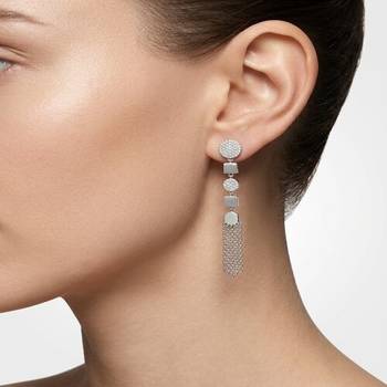 925 sterling silver Geometric Chain Dangle Statement Earrings 2