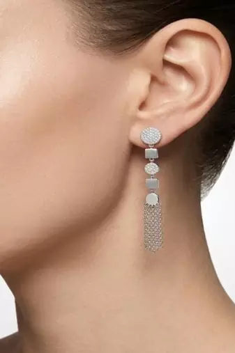 925 sterling silver Geometric Chain Dangle Statement Earrings