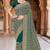 Green zari embroidered work georgette designer saree for women