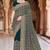 Teal blue zari embroidered work georgette designer saree for women
