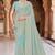 Sea green zari embroidered work georgette designer saree for women