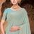 Sea green zari embroidered work georgette designer saree for women