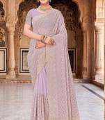 Lavender zari embroidered work georgette designer saree for women