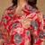 s red leaf printed rayon cotton co-ord set with shirt collar & straight pants