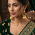 antique gold-plated emerald green jhumka earrings
